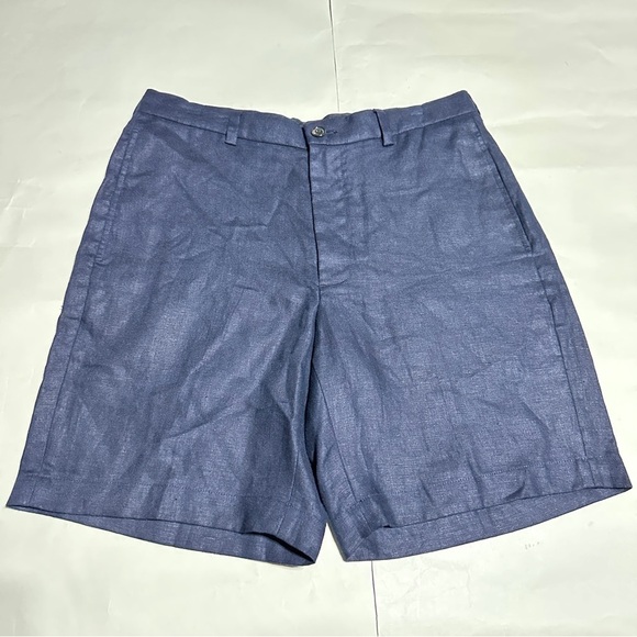 Brooks Brothers 346 Blue Linen Shorts W34 Made in China Summer Casual Menswear - Picture 1 of 7